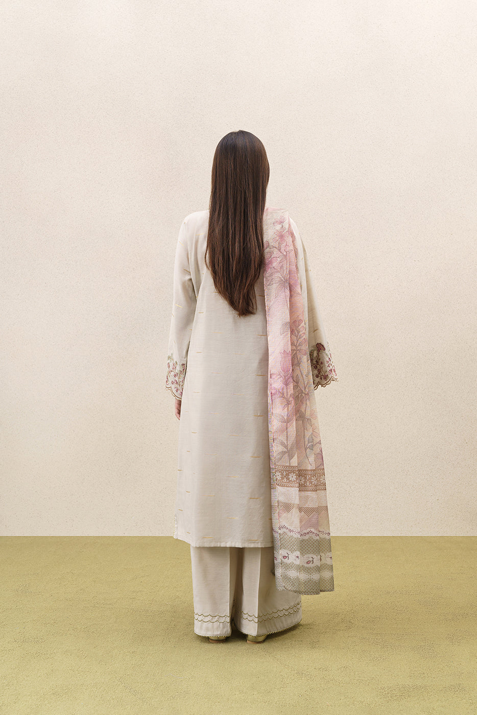 3 PIECE EMBROIDERED YARN DYED JACQUARD SUIT-SERENA GOLD (UNSTITCHED)