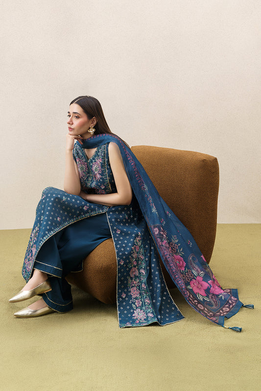 3 PIECE EMBROIDERED YARN DYED JACQUARD SUIT-MYSTIC TEAL (UNSTITCHED)