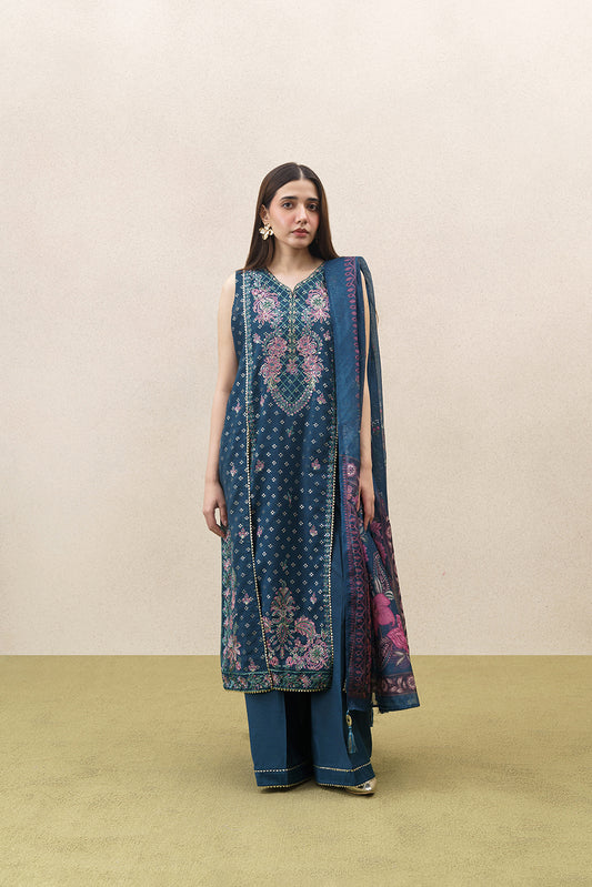 3 PIECE EMBROIDERED YARN DYED JACQUARD SUIT-MYSTIC TEAL (UNSTITCHED)