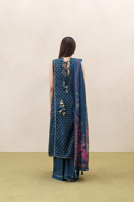 3 PIECE EMBROIDERED YARN DYED JACQUARD SUIT-MYSTIC TEAL (UNSTITCHED)
