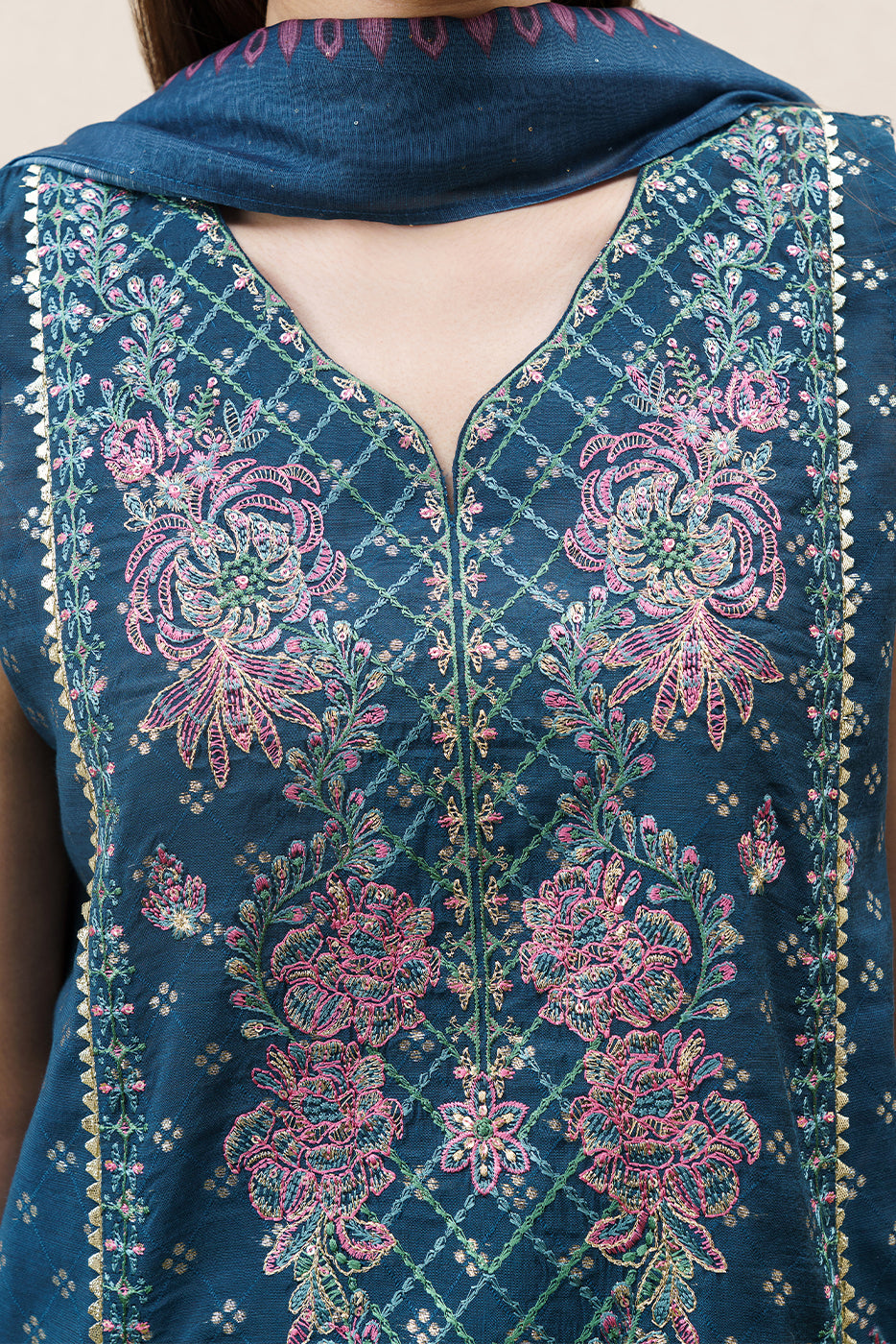 3 PIECE EMBROIDERED YARN DYED JACQUARD SUIT-MYSTIC TEAL (UNSTITCHED)