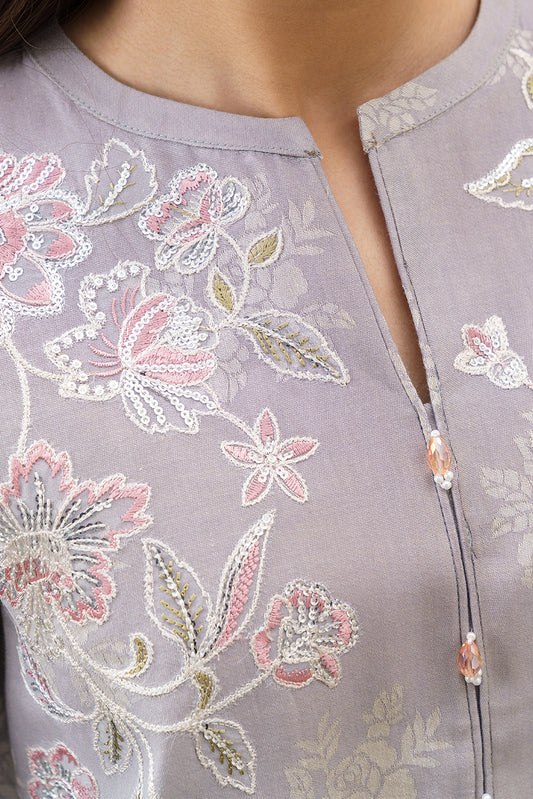2 PIECE EMBROIDERED YARN DYED JACQUARD SUIT-PEARL HAZE (UNSTITCHED)