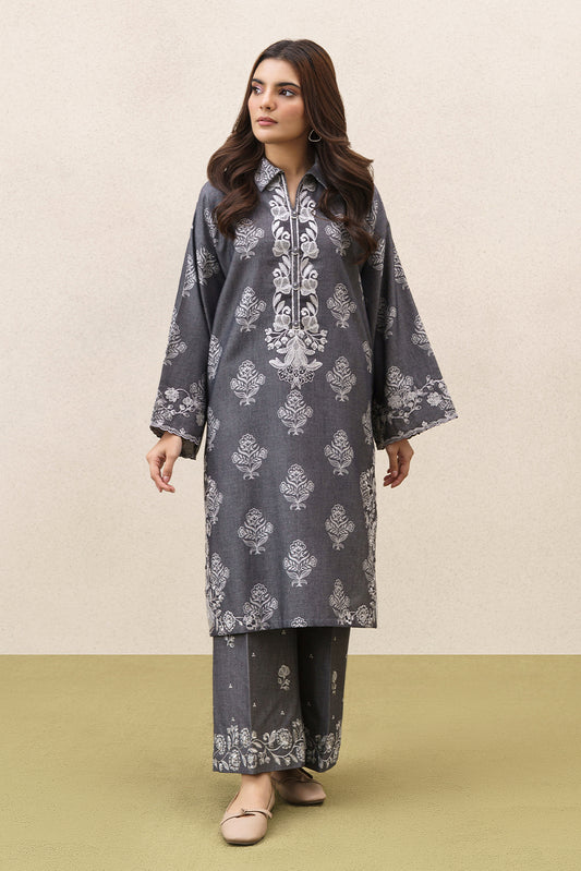 2 PIECE EMBROIDERED YARN DYED JACQUARD SUIT-TAUPE GRAY (UNSTITCHED)
