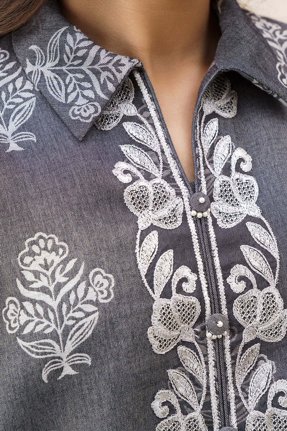 2 PIECE EMBROIDERED YARN DYED JACQUARD SUIT-TAUPE GRAY (UNSTITCHED)