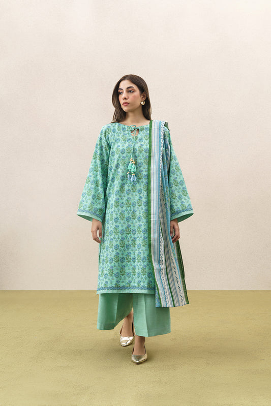 3 PIECE PRINTED KHADDAR SUIT-PASTEL BLOOM (UNSTITCHED)