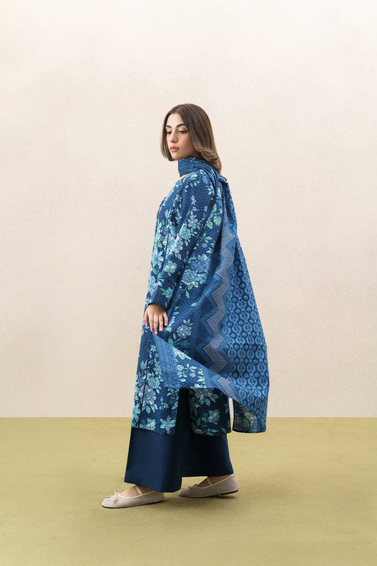 3 PIECE PRINTED KHADDAR SUIT-ARCTIC ESCAPE (UNSTITCHED)