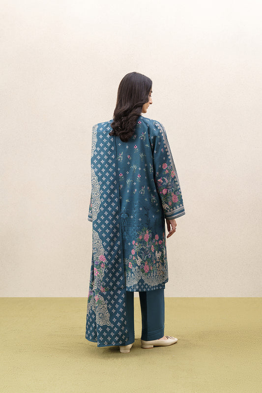 3 PIECE EMBROIDERED KHADDAR SUIT-MABREY BLUE (UNSTITCHED)