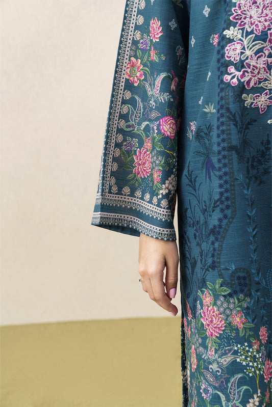 3 PIECE EMBROIDERED KHADDAR SUIT-MABREY BLUE (UNSTITCHED)