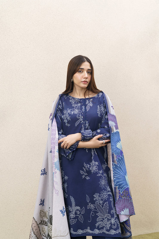 3 PIECE PRINTED KHADDAR SUIT-BLUE REVERIE (UNSTITCHED)