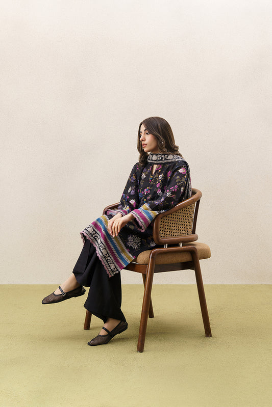 3 PIECE PRINTED SLUB KHADDAR SUIT-RAVEN BLOOM (UNSTITCHED)