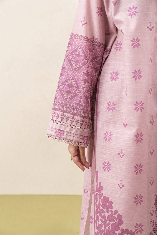 3 PIECE PRINTED KHADDAR SUIT-PASTEL MUSK (UNSTITCHED)