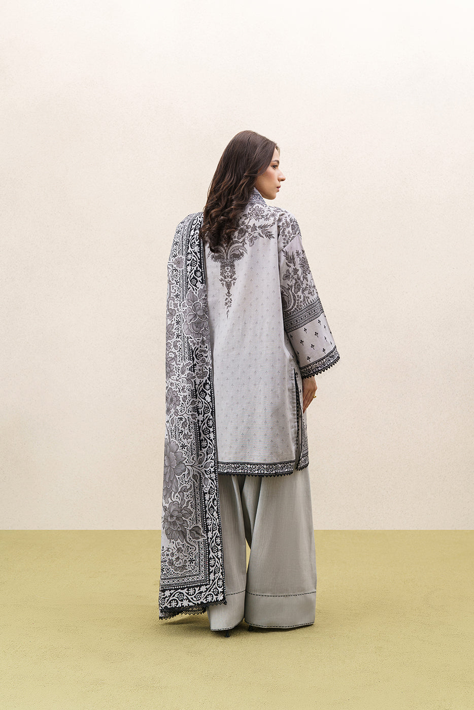 3 PIECE EMBROIDERED KHADDAR SUIT-GREY WILLOW (UNSTITCHED)