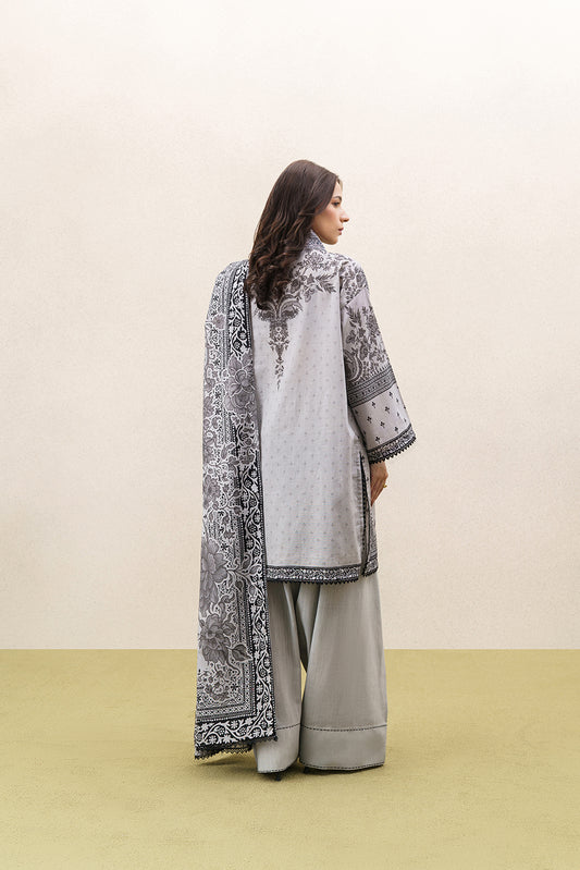 3 PIECE EMBROIDERED KHADDAR SUIT-GREY WILLOW (UNSTITCHED)
