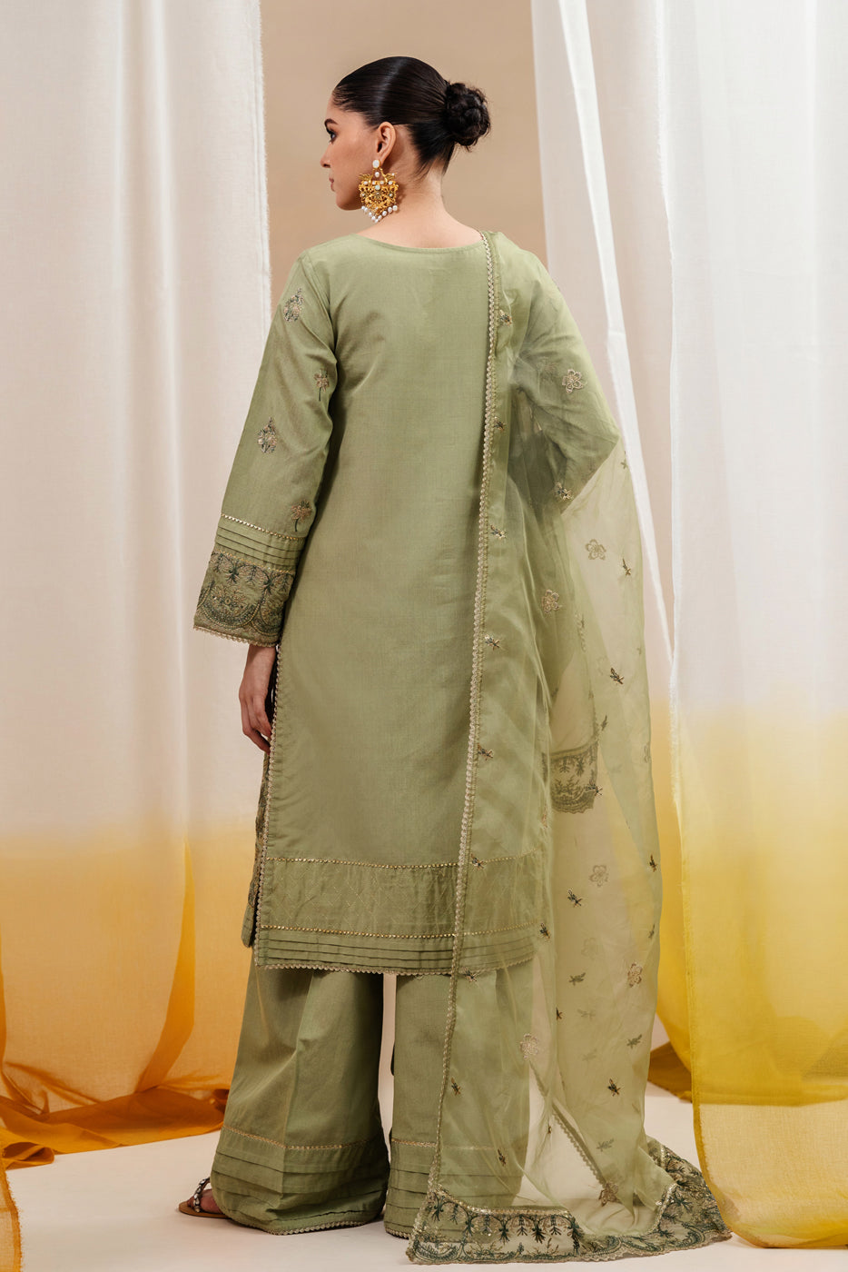 3 PIECE EMBROIDERED TWO TONE SUIT-ARTIC SAGE (UNSTITCHED)