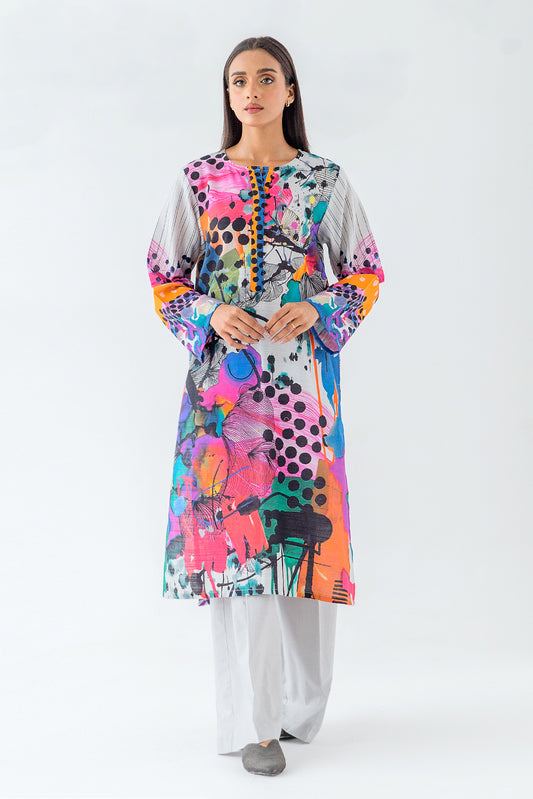 1 PIECE - PRINTED KHADDAR SHIRT - PRISMATIC JOY (UNSTITCHED)