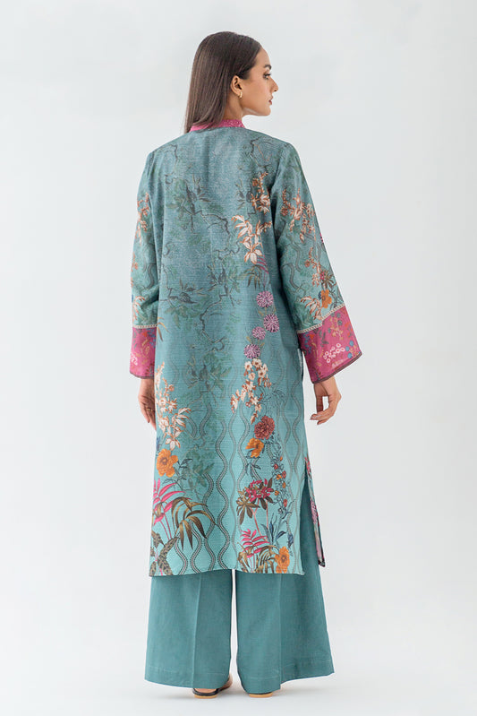 1 PIECE - PRINTED KHADDAR SHIRT - FROSTY PATIO (UNSTITCHED)