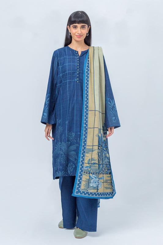 3 PIECE - PRINTED KHADDAR SUIT - BISTRO BARN (UNSTITCHED)