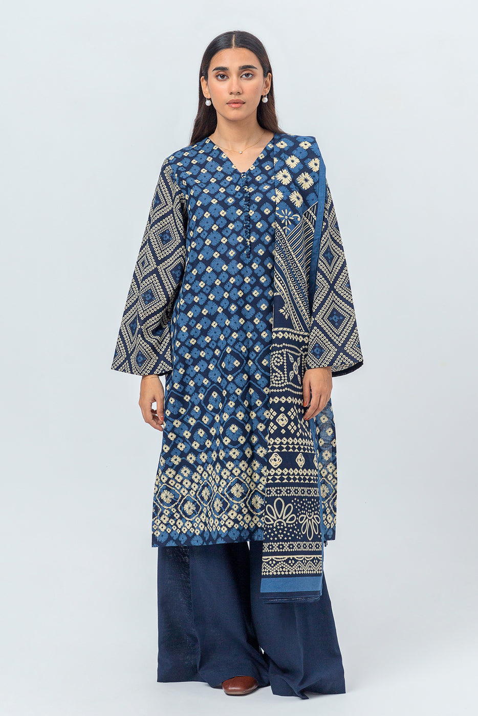 3 PIECE - PRINTED KHADDAR SUIT - ENCHANTING SHIBORI (UNSTITCHED)