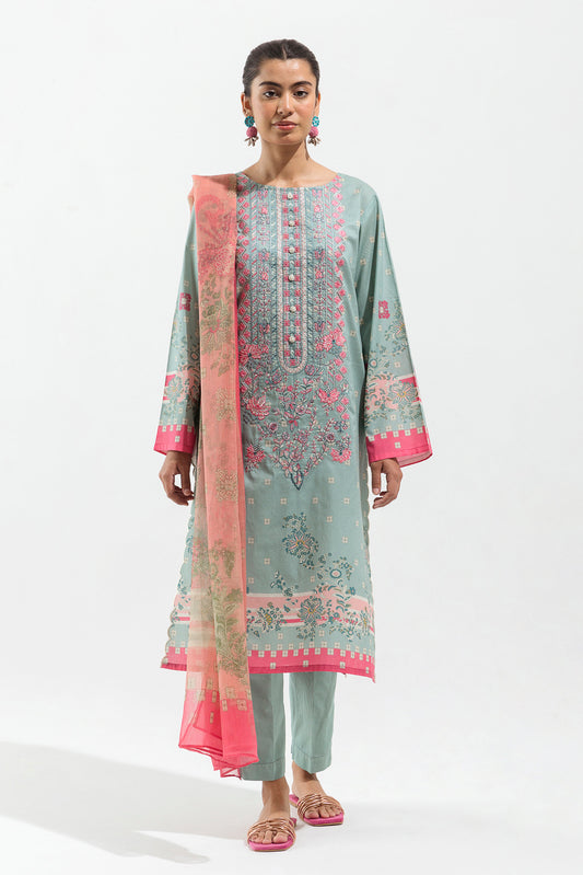 2 PIECE - EMBROIDERED LAWN SUIT - BLOOMY ICEBERG