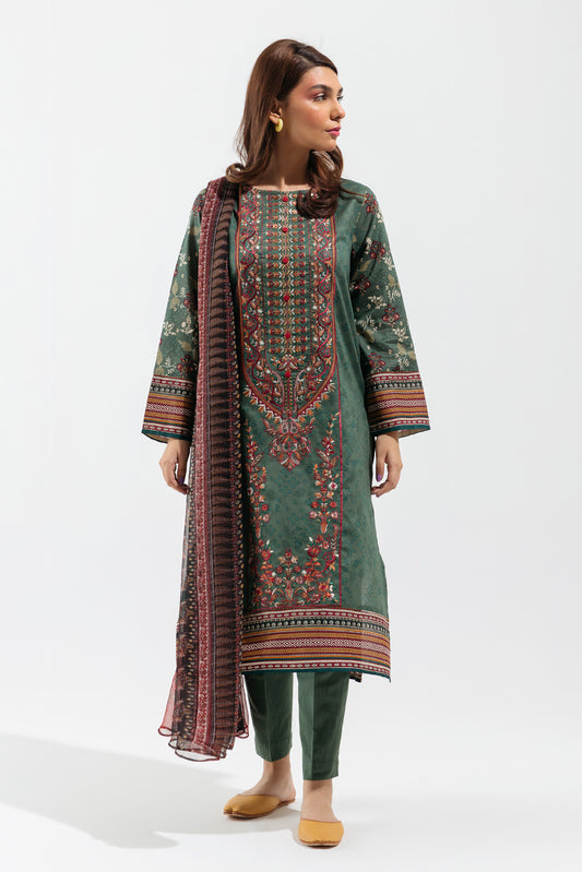 3 PIECE - EMBROIDERED LAWN SUIT - JACOBEAN BERRY