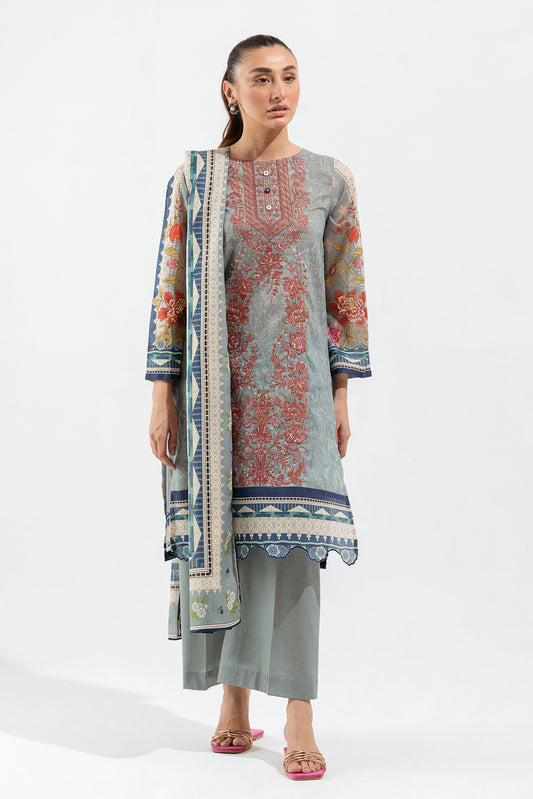 3 PIECE - EMBROIDERED LAWN SUIT - CAROLINA BLOOM (UNSTITCHED)