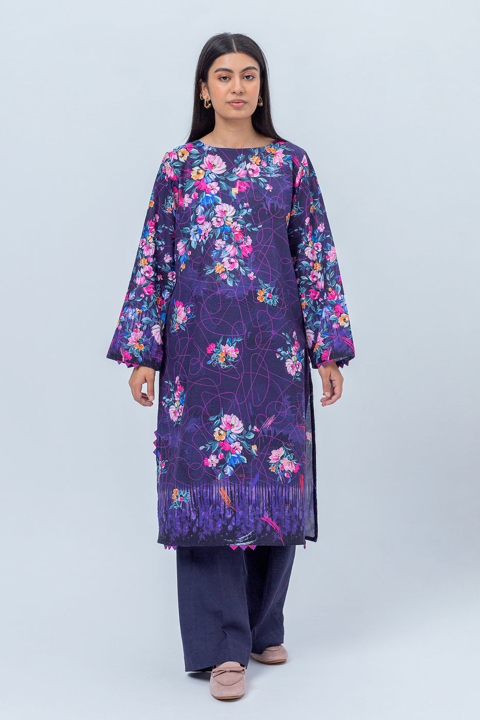 1 PIECE - PRINTED KHADDAR SHIRT - MAJESTIC VIOLET (UNSTITCHED) - BEECHTREE