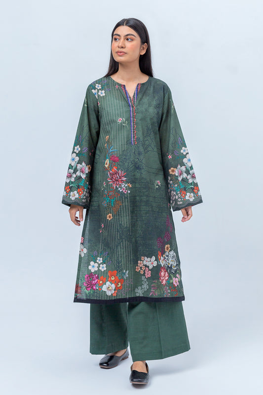 1 PIECE - PRINTED KHADDAR SHIRT - SMOKE PINE (UNSTITCHED)