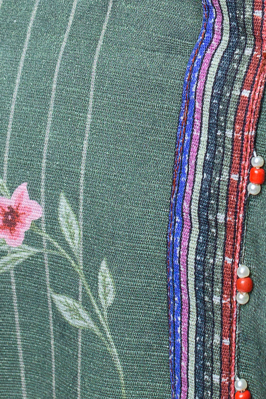 1 PIECE - PRINTED KHADDAR SHIRT - SMOKE PINE (UNSTITCHED)
