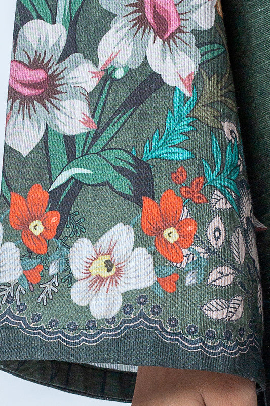 1 PIECE - PRINTED KHADDAR SHIRT - SMOKE PINE (UNSTITCHED)