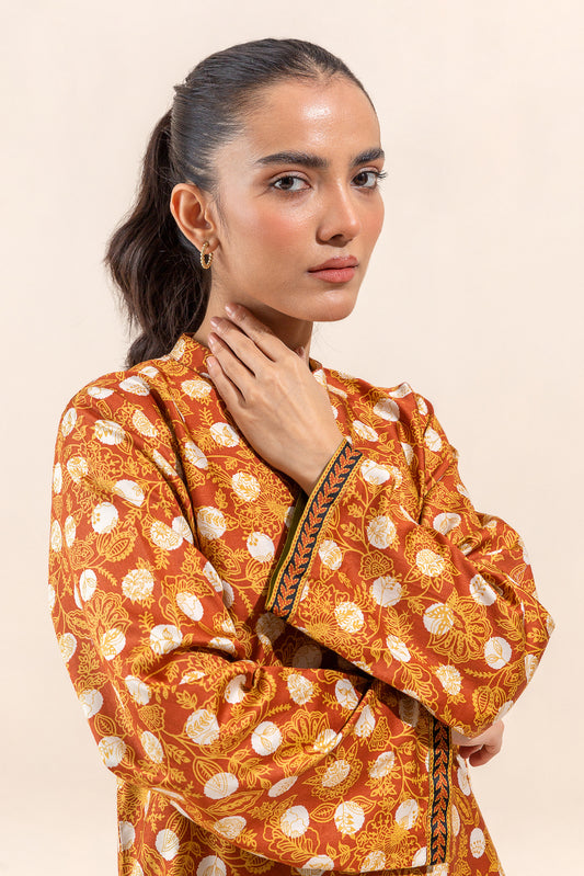 2 PIECE - PRINTED COTTON SATIN SUIT - NOSTALGIA OCHRE (UNSTITCHED)