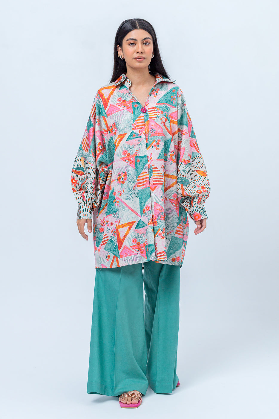 2 PIECE - PRINTED COTTON SATIN SUIT - SPRING BUD (UNSTITCHED)