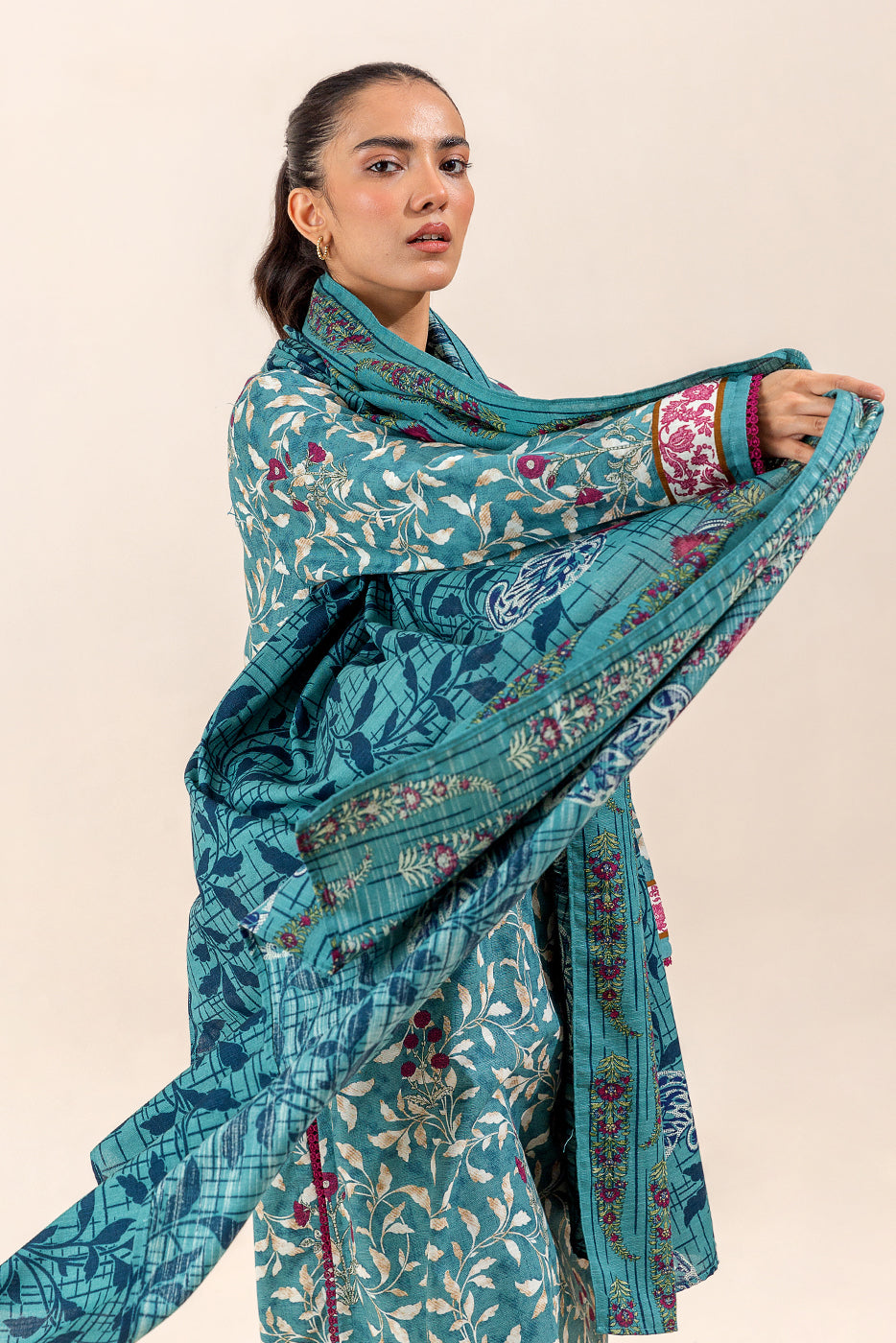 2 PIECE - PRINTED KHADDAR SUIT - PORCELAIN GARDEN (UNSTITCHED)