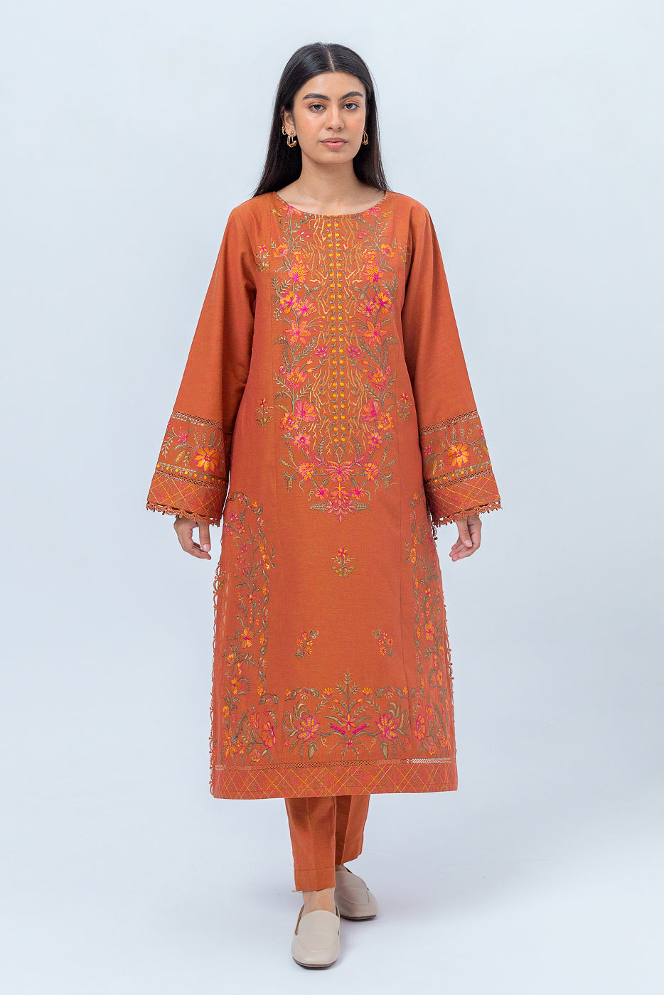 2 PIECE - EMBROIDERED KHADDAR SUIT - AUTUMN MAPLE (UNSTITCHED) - BEECHTREE