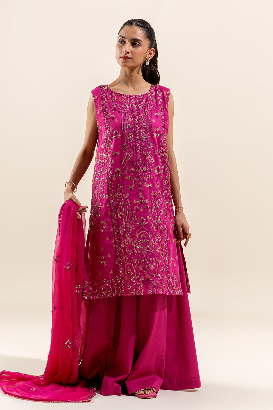 3 PIECE EMBROIDERED LAWN SUIT-FUSCHIA ADORE (UNSTITCHED)