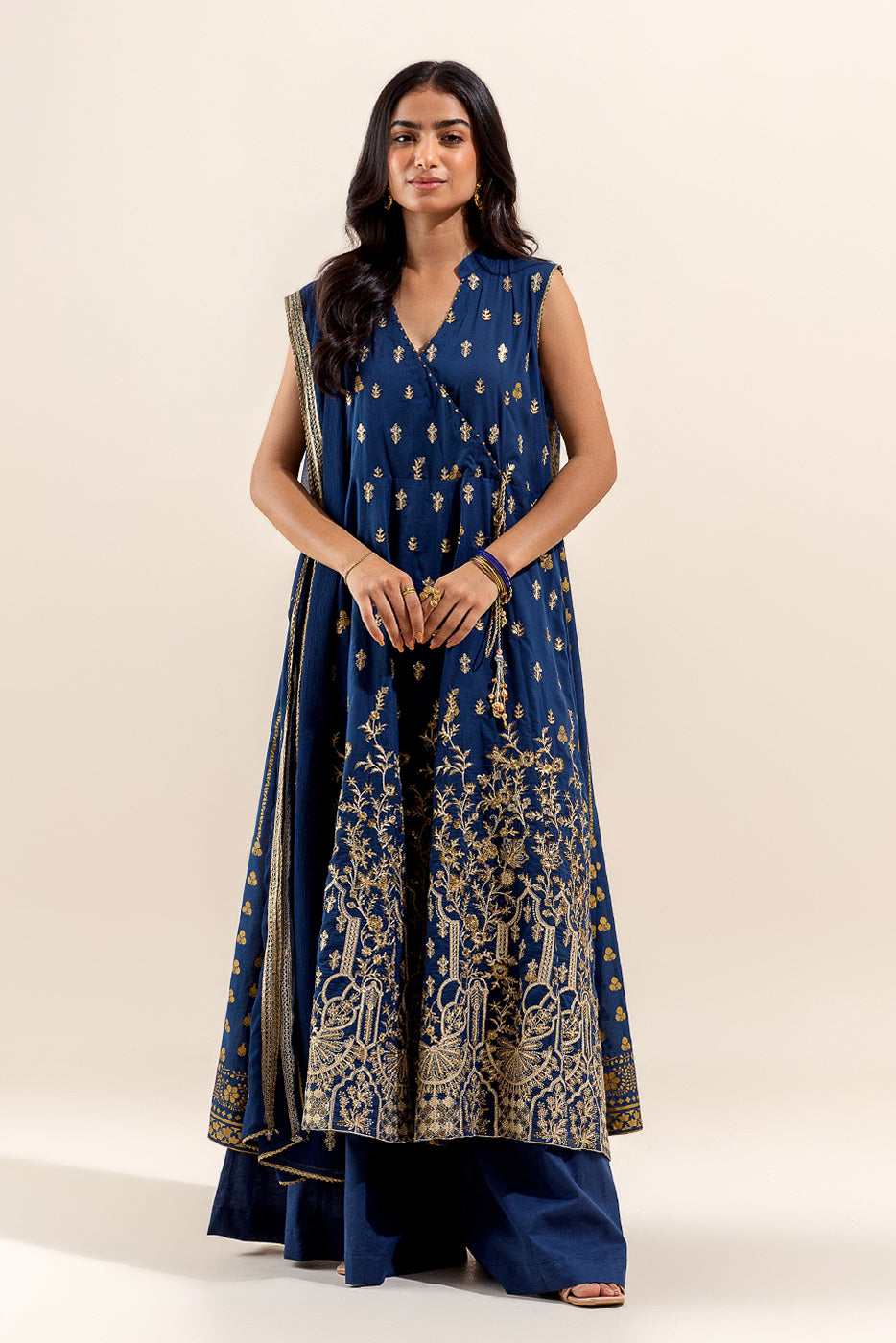 3 PIECE EMBROIDERED LAWN SUIT-MYSTIC BLUE (UNSTITCHED)