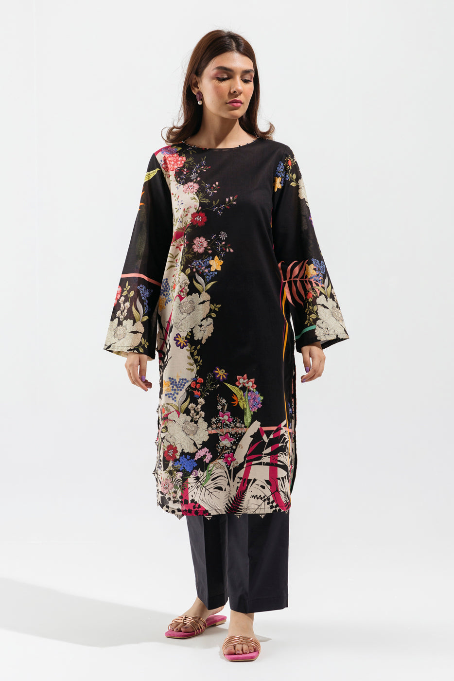 1 PIECE - PRINTED LAWN SHIRT - ONYX BLOOM