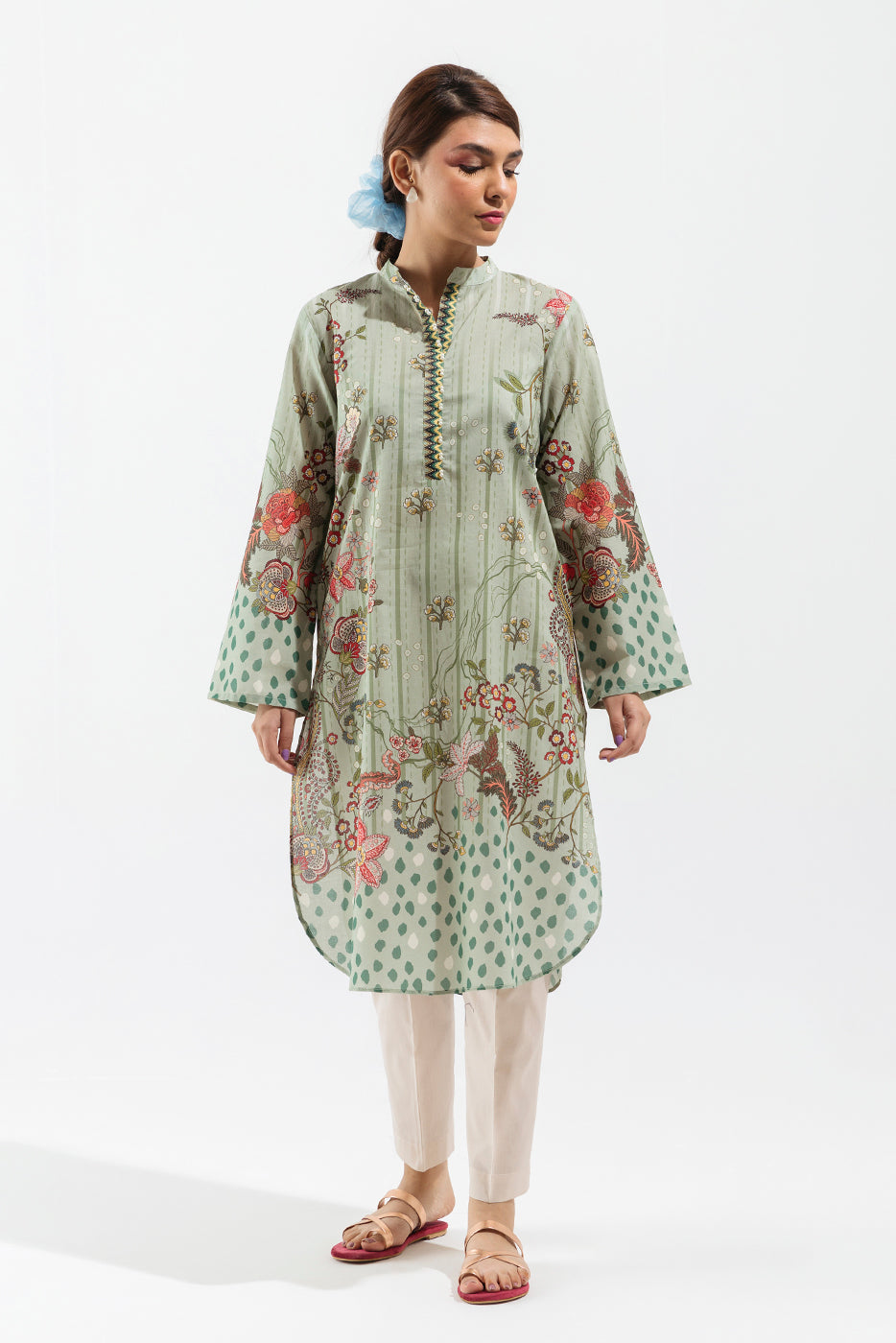 1 PIECE - PRINTED LAWN SHIRT - VIRIDIAN VERVE