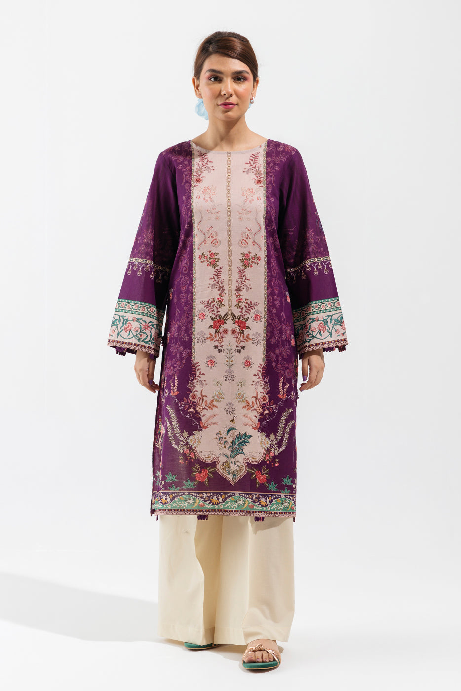 1 PIECE - PRINTED LAWN SHIRT - MIDNIGHT ORCHID