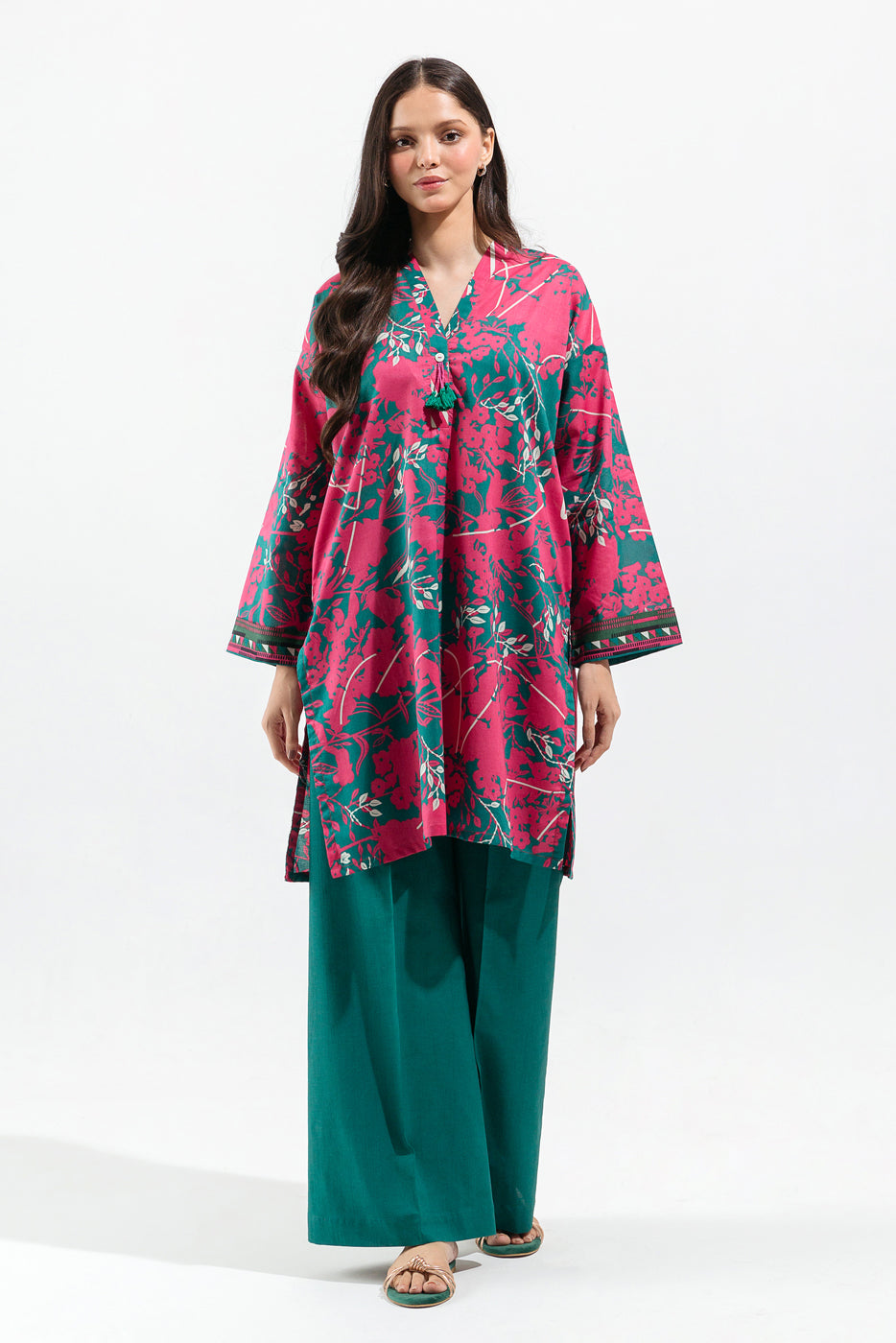 2 PIECE - PRINTED LAWN SUIT - BUBBLEGUM SPLASH