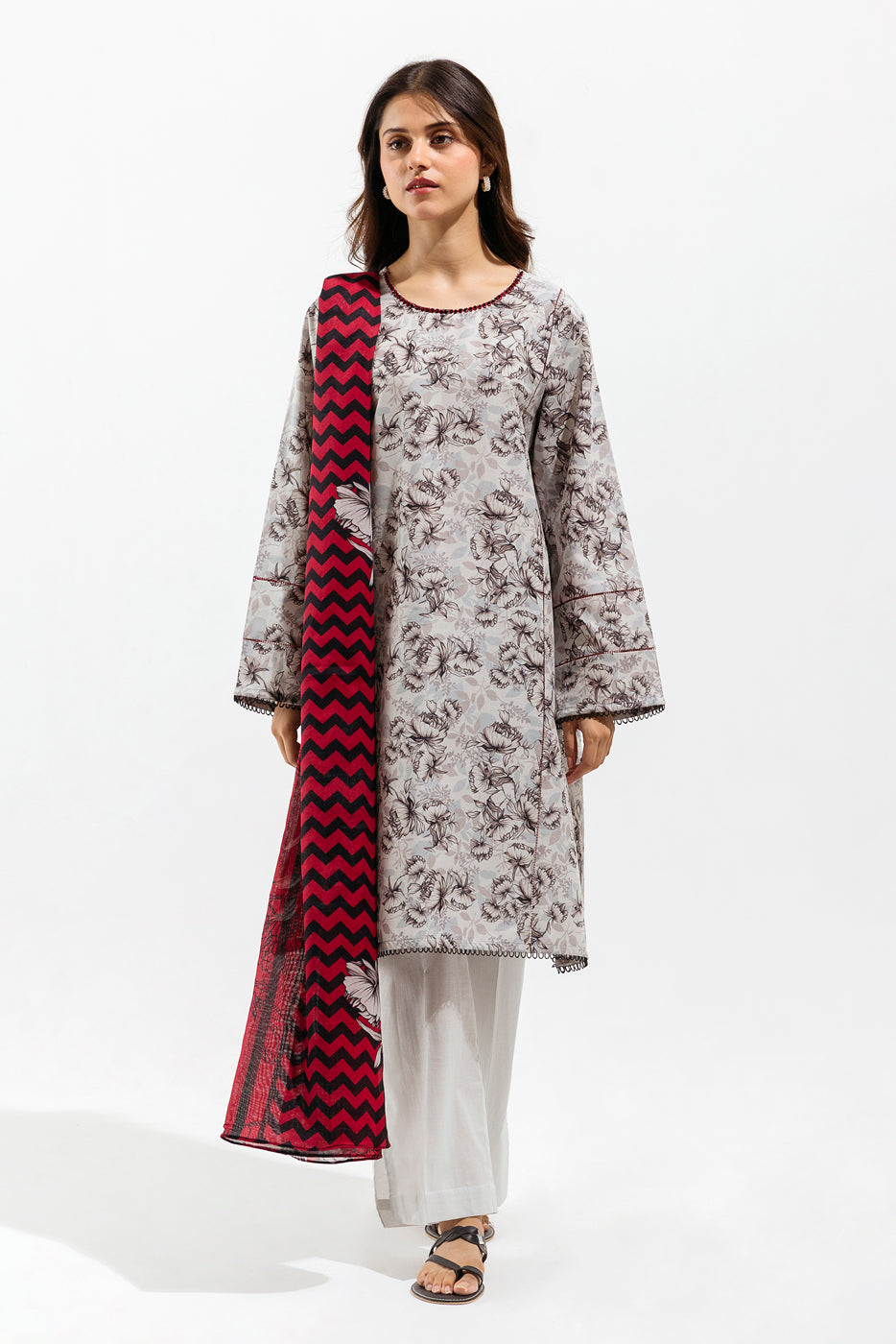 2 PIECE - PRINTED LAWN SUIT - ROSEATE WEFT