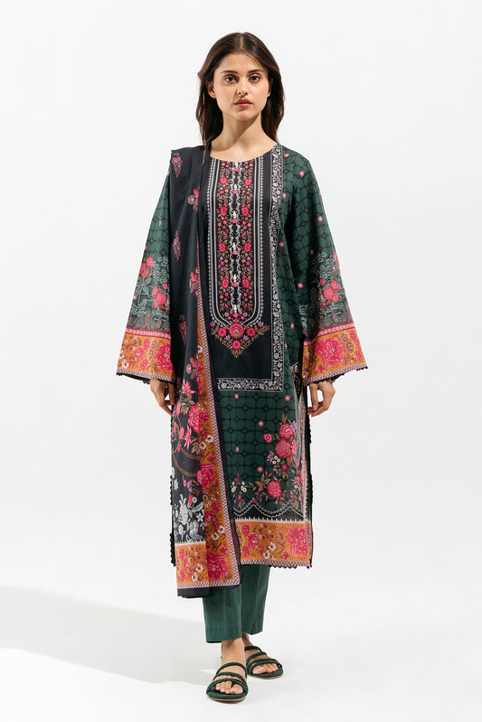 3 PIECE - PRINTED LAWN SUIT - TRIBAL PINE