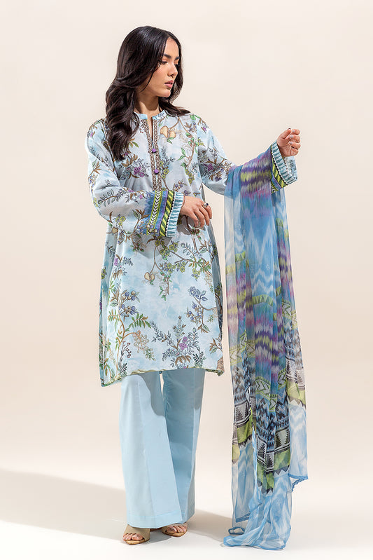 3 PIECE - PRINTED LAWN SUIT - IKAT BLOOM (UNSTITCHED)