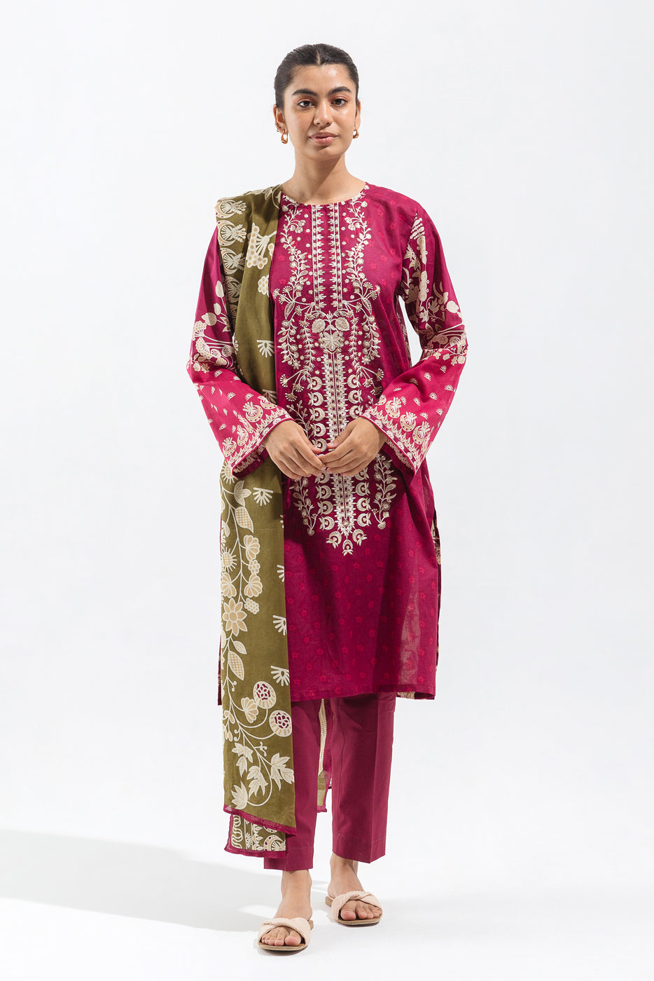 2 PIECE - EMBROIDERED LAWN SUIT - CARDINAL CHARM (UNSTITCHED)