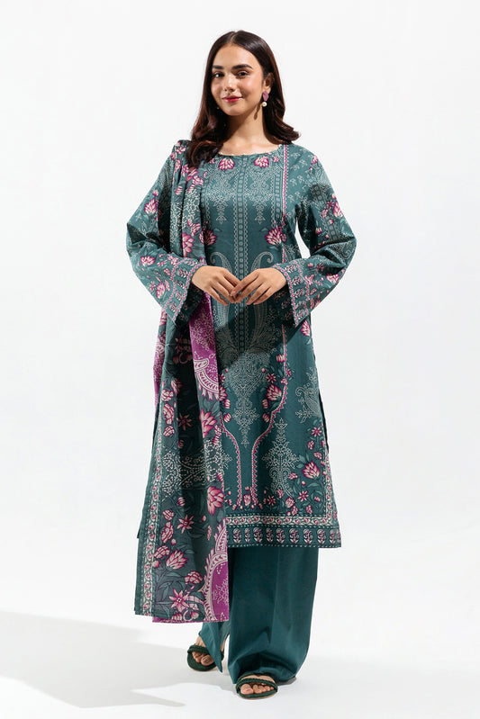 3 PIECE - PRINTED LAWN SUIT - ETHNIC OCEAN