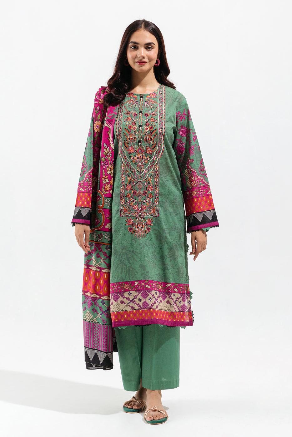 3 PIECE - EMBROIDERED LAWN SUIT - BASIL FLORA