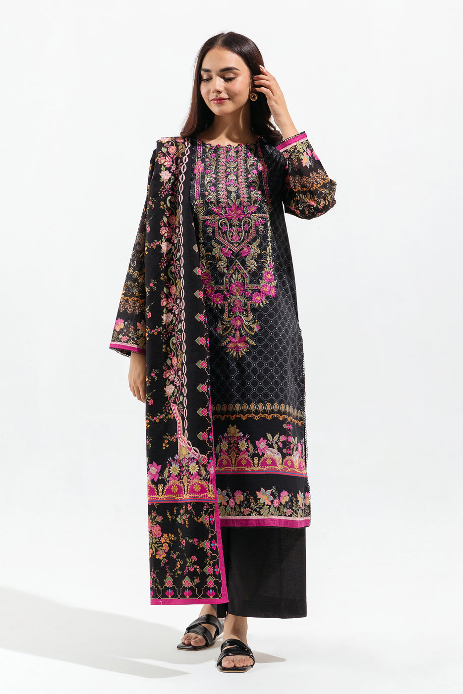 3 PIECE - EMBROIDERED LAWN SUIT - ONYX GRACE (UNSTITCHED)