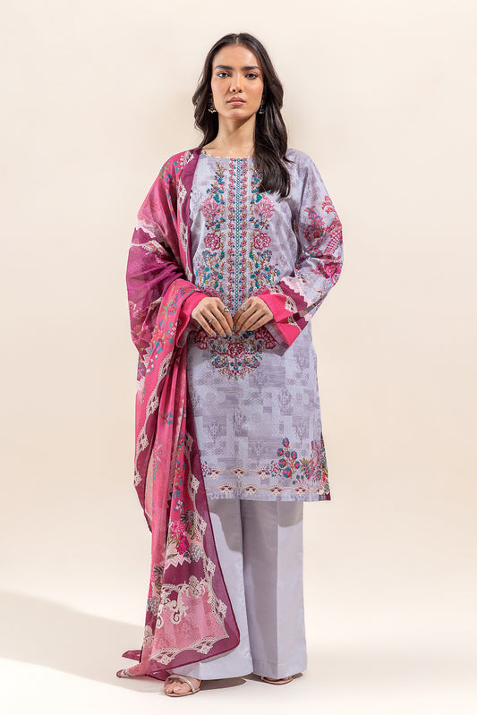 3 PIECE - EMBROIDERED LAWN SUIT - ZENITH PLUM (UNSTITCHED)