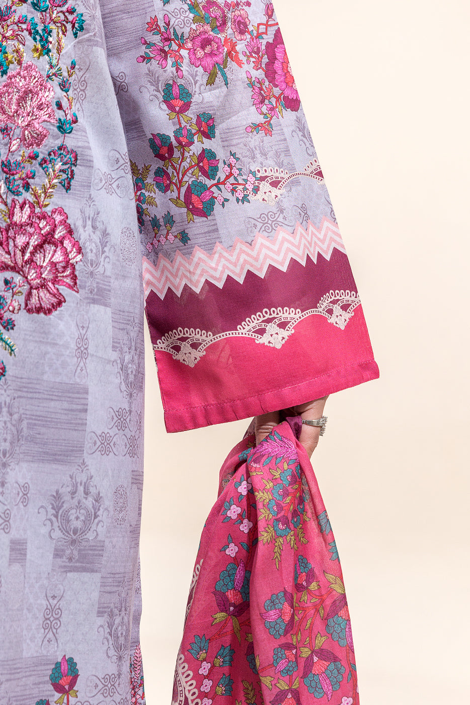 3 PIECE - EMBROIDERED LAWN SUIT - ZENITH PLUM (UNSTITCHED)