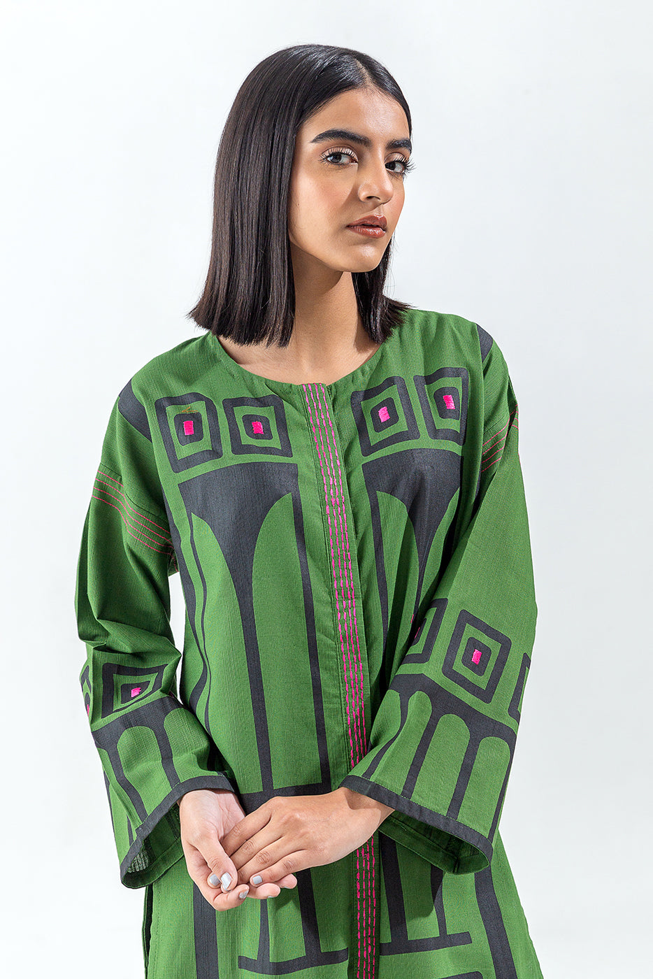 EMBROIDERED SLUB KHADDAR SHIRT (PRET)