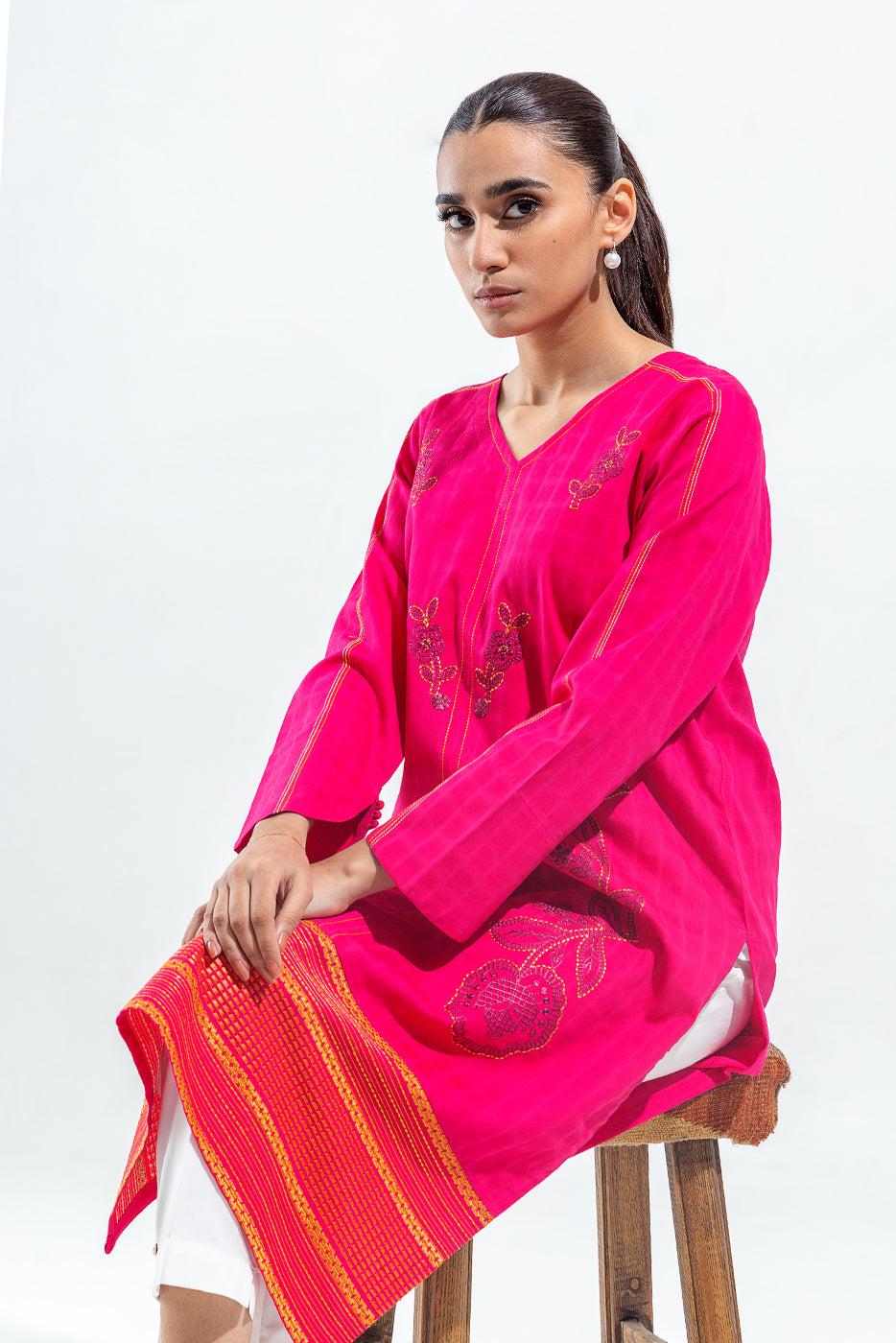 EMBROIDERED DOBBY SHIRT (PRET)